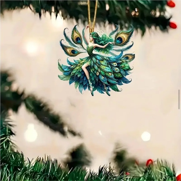 Peacock Fairy Sun Catcher Acrylic 2D Ornament Charm - Picture 2 of 9